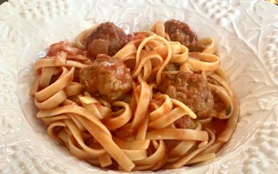 Traditional Italian Meatballs with Tagliatelle