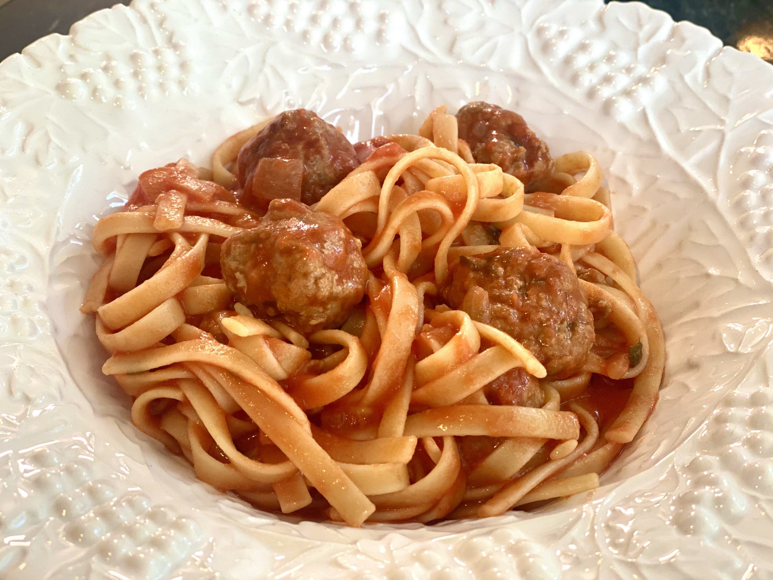 Traditional Italian Meatballs with Tagliatelle
